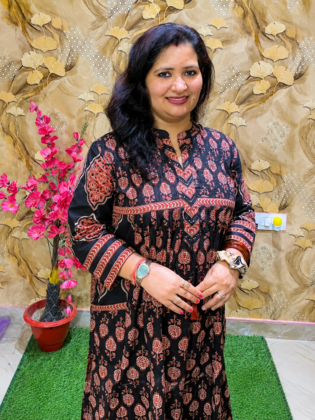 Trendy Pure Cotton 2-Piece Kurta Set with A-Line Pattern & Dual Pockets