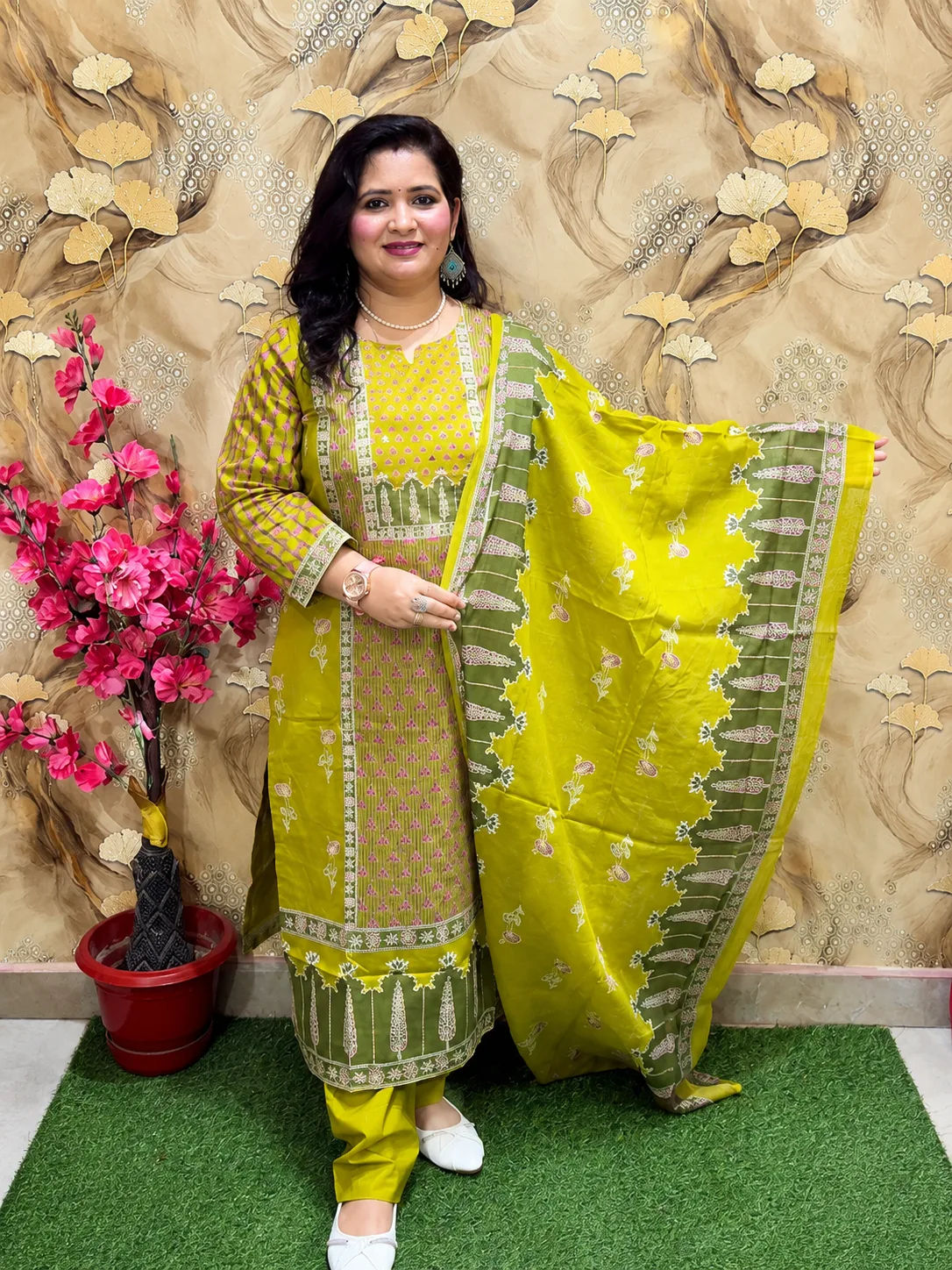 Pure Premium Cotton 3-Piece Kurta Set for Women with Dupatta & Pocket