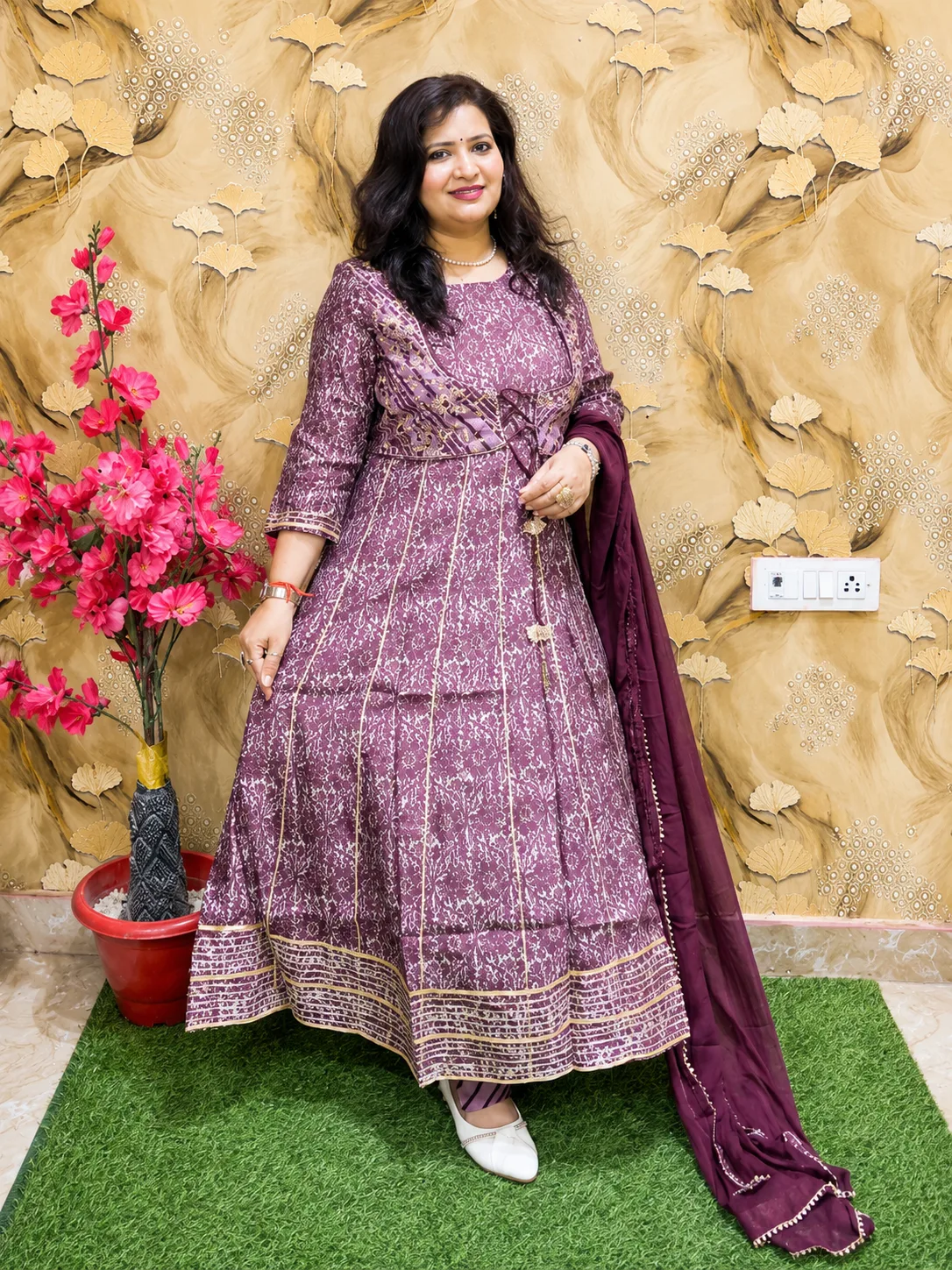Women’s Printed Anarkali Suit Set with Pant & Dupatta | 3 Piece Ethnic Kurta Set | Festive & Party Wear Anarkali Outfit