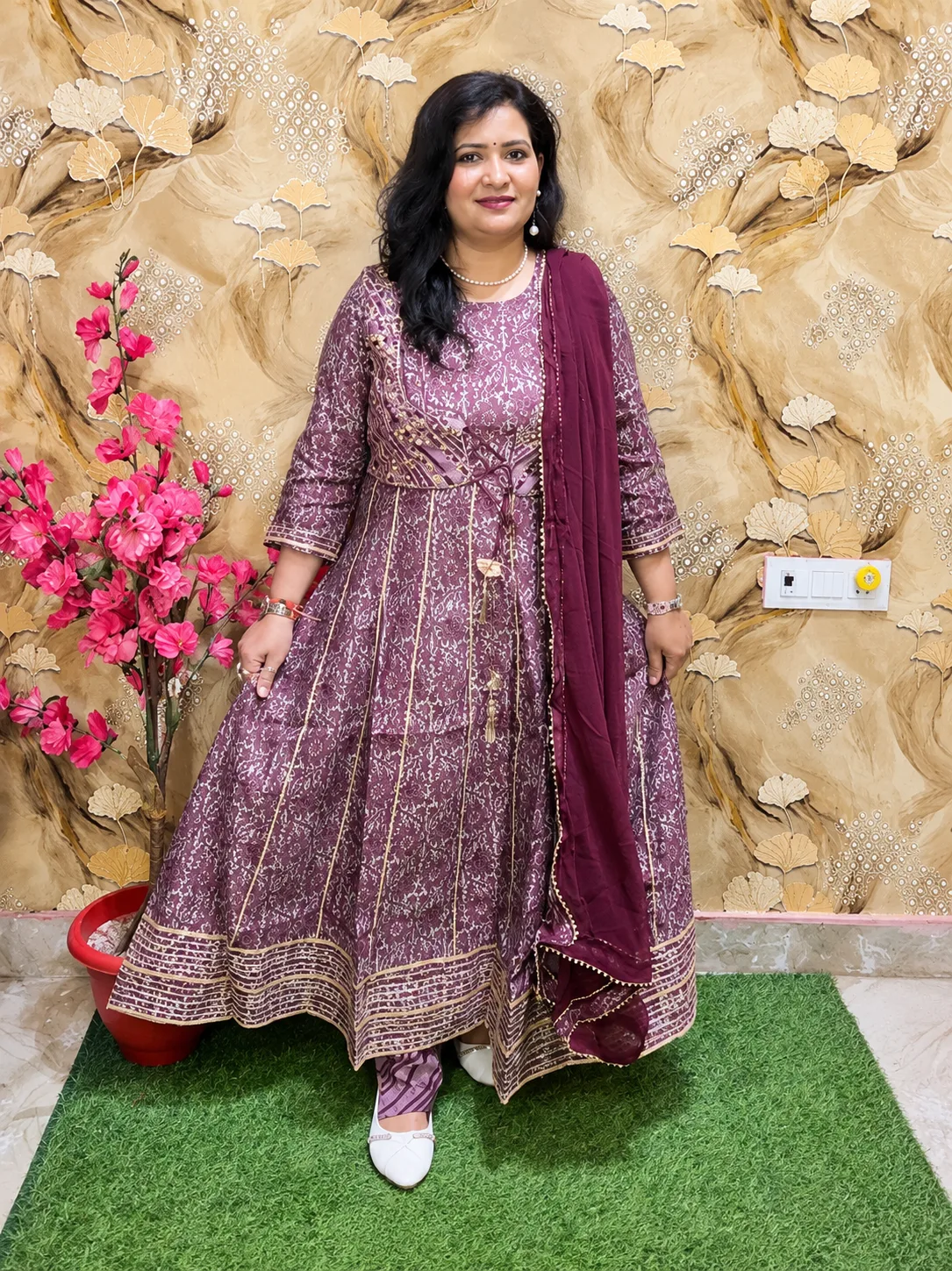 Women’s Printed Anarkali Suit Set with Pant & Dupatta | 3 Piece Ethnic Kurta Set | Festive & Party Wear Anarkali Outfit 