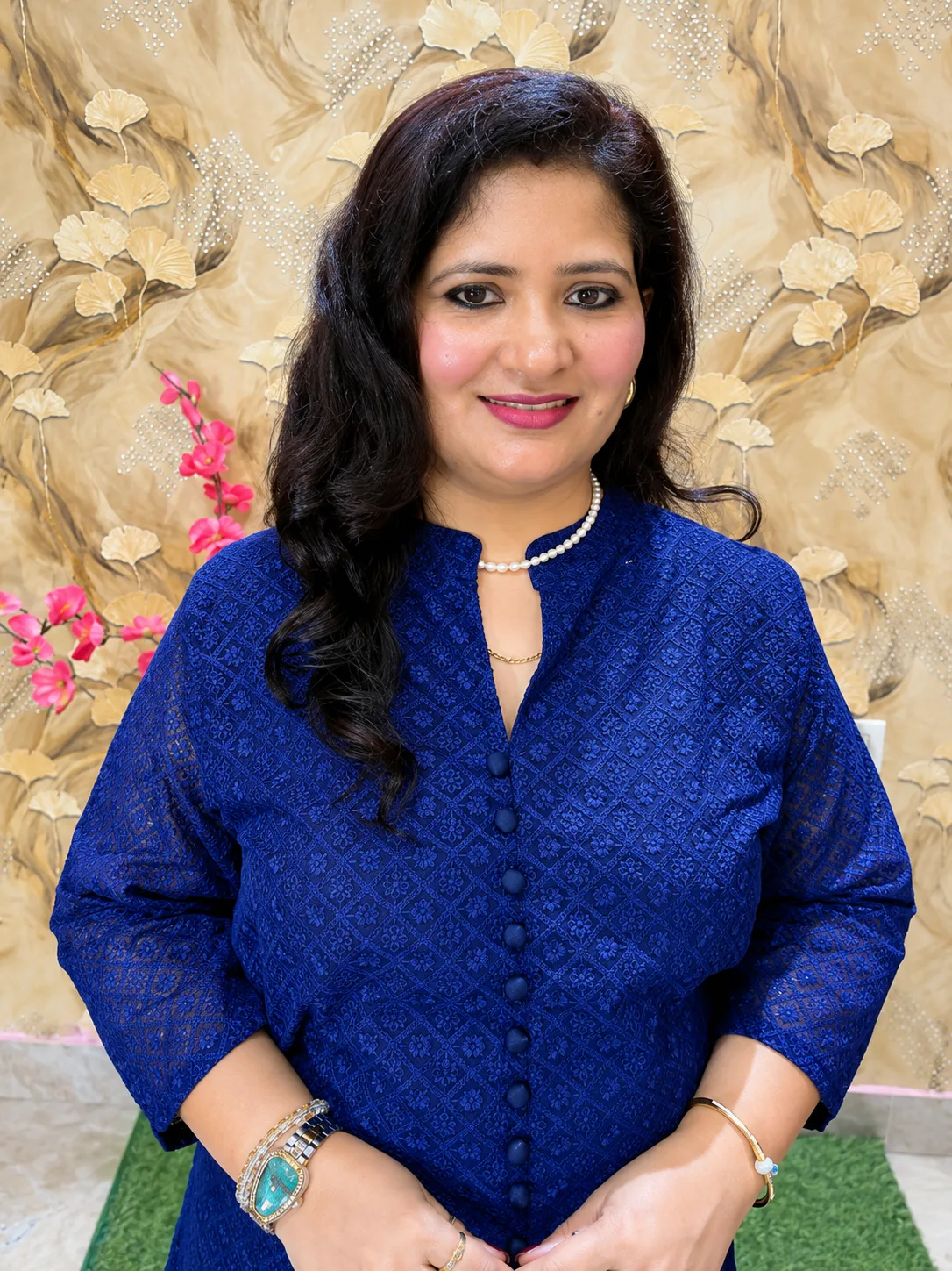 Women Chikankari Straight Kurti in Premium Fine Georgette with Crepe Lining | Front Cut Design | Ethnic Wear Kurta Blue