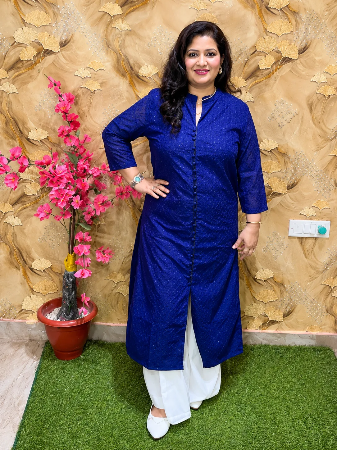 Women Chikankari Straight Kurti in Premium Fine Georgette with Crepe Lining | Front Cut Design | Ethnic Wear Kurta