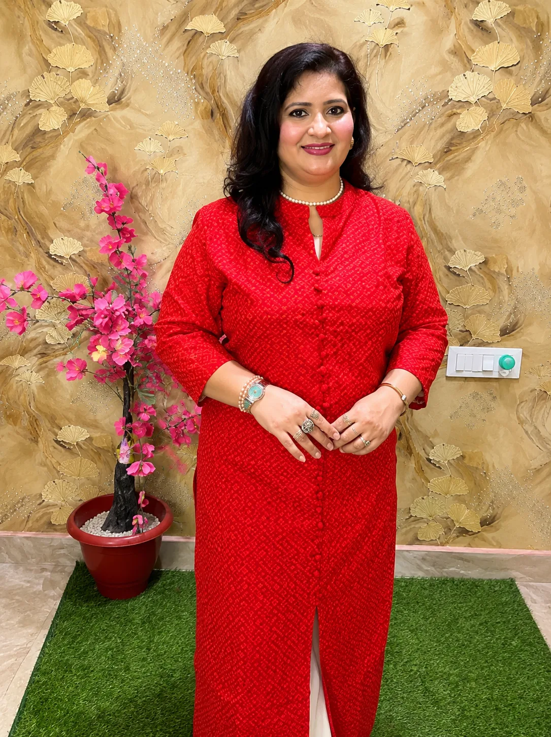 Women Chikankari Straight Kurti in Premium Fine Georgette with Crepe Lining | Front Cut Design | Ethnic Wear Kurta Red