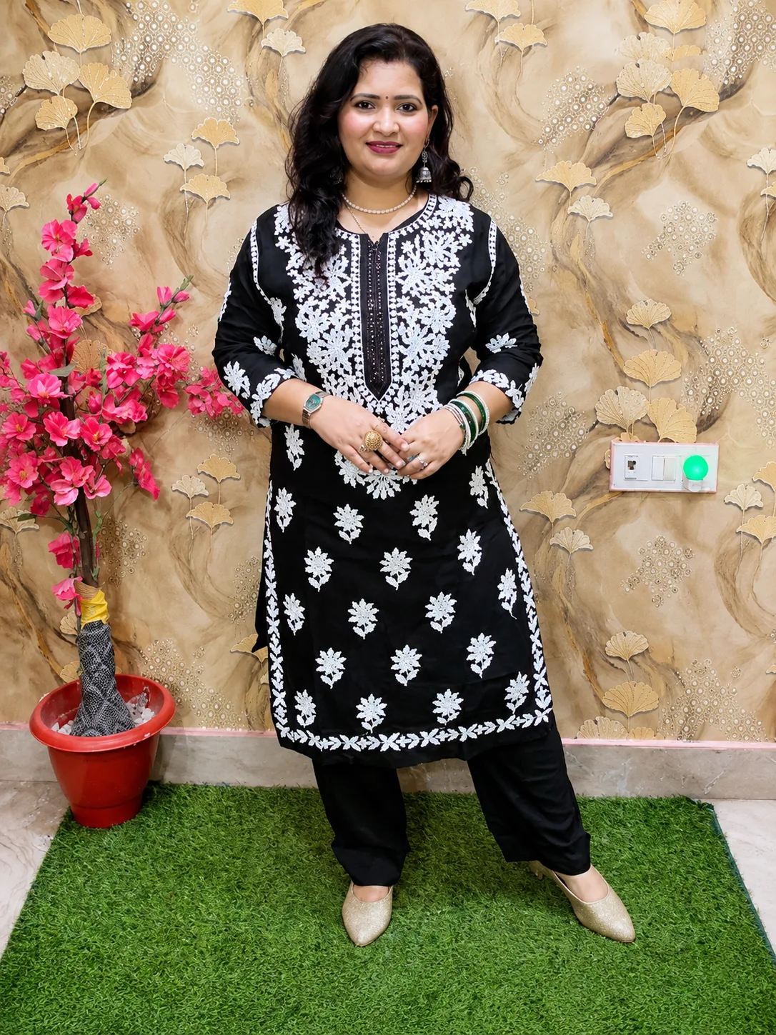 Women’s Black Rayon 2-Piece Co-Ord Set with Lakhnavi Embroidery 