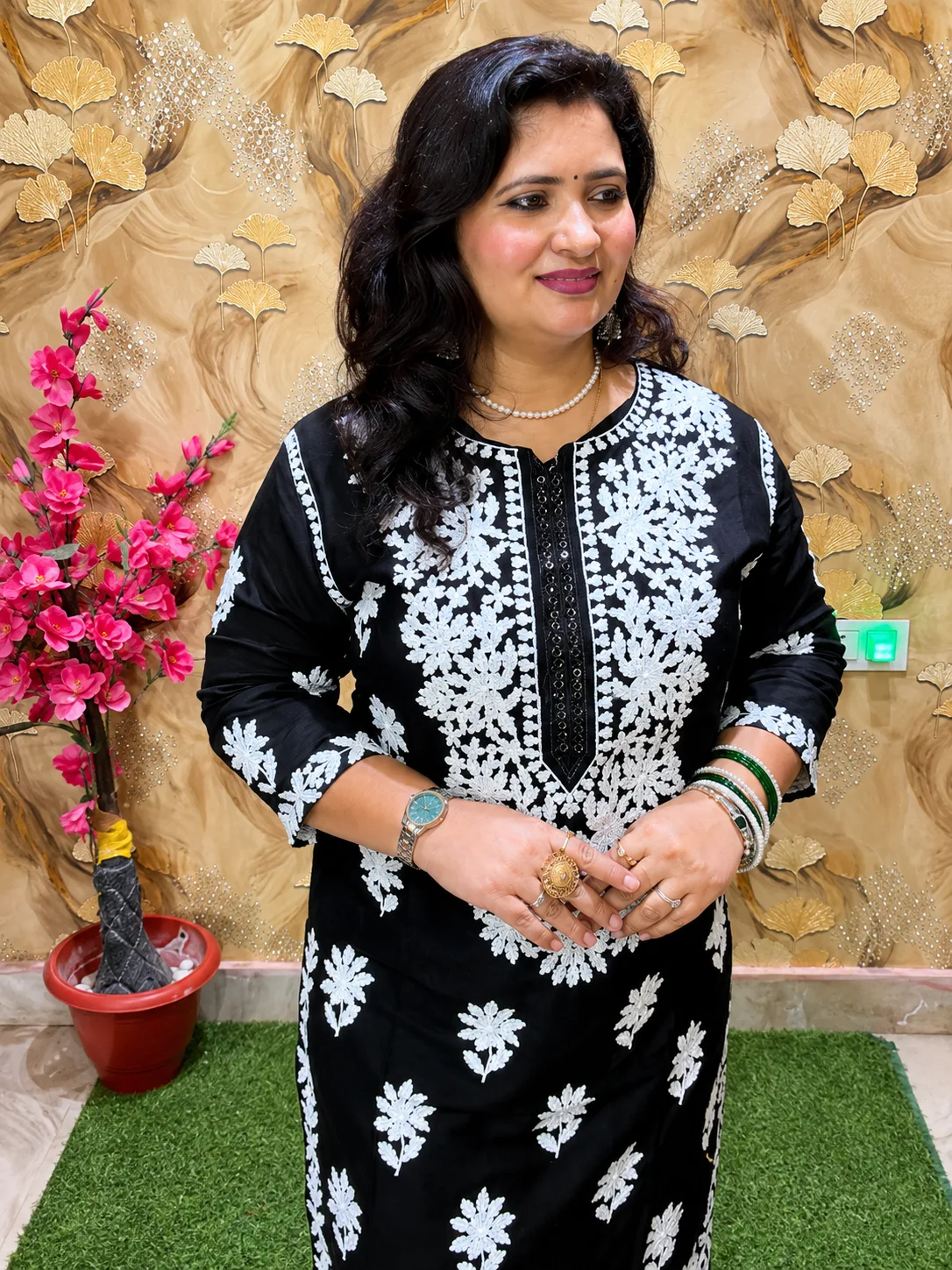 Women’s Black Rayon 2-Piece Co-Ord Set with Lakhnavi Embroidery 