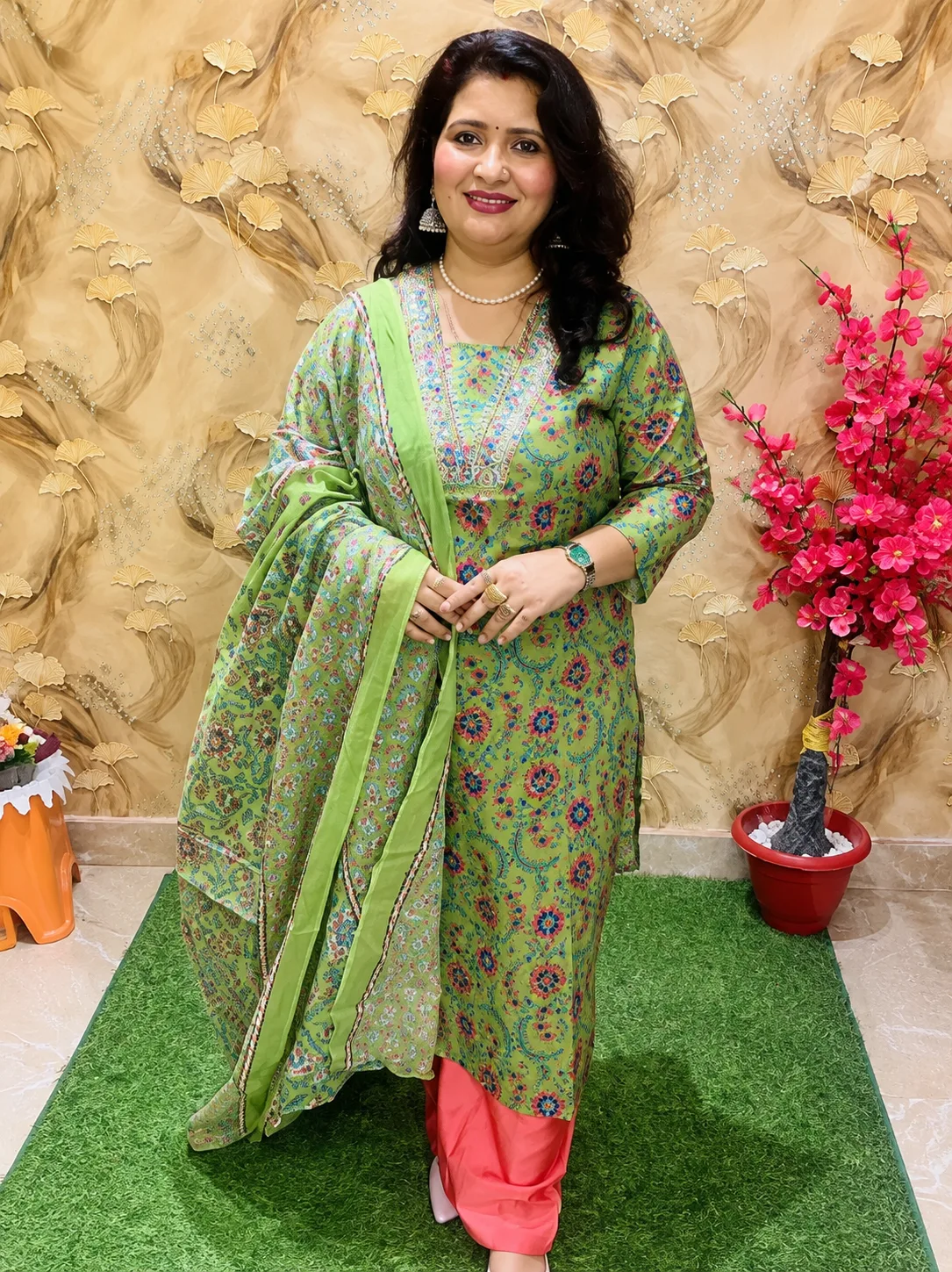 Women’s Pure Cotton Printed Kurta with Dupatta – Elegant Ethnic Wear Set 