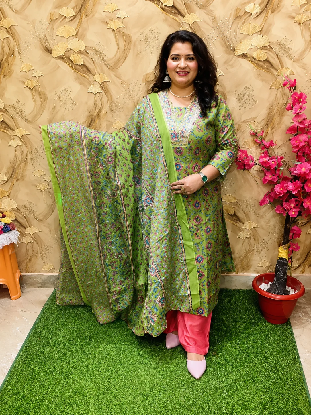Women’s Pure Cotton Printed Kurta with Dupatta – Elegant Ethnic Wear Set 