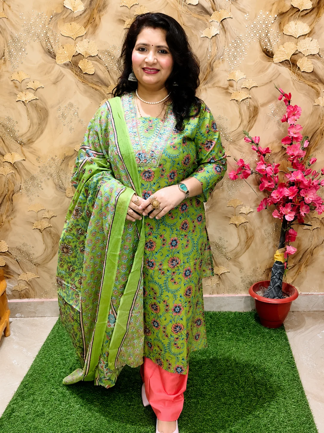 Women’s Pure Cotton Printed Kurta with Dupatta – Elegant Ethnic Wear Set