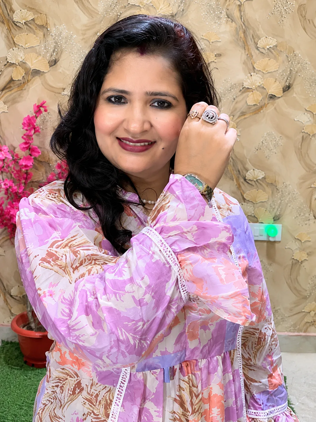 Women’s Cotton Linen Printed Topper with Lace Detailing | Stylish Casual Wear 