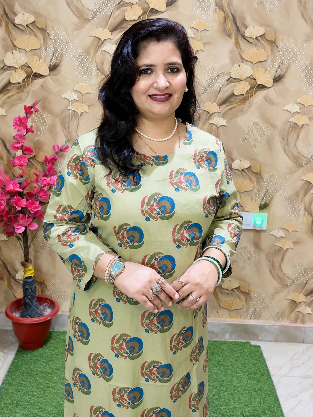 Women’s Pure Cotton Printed Kurti with Round Neck | Comfortable Daily Wear 