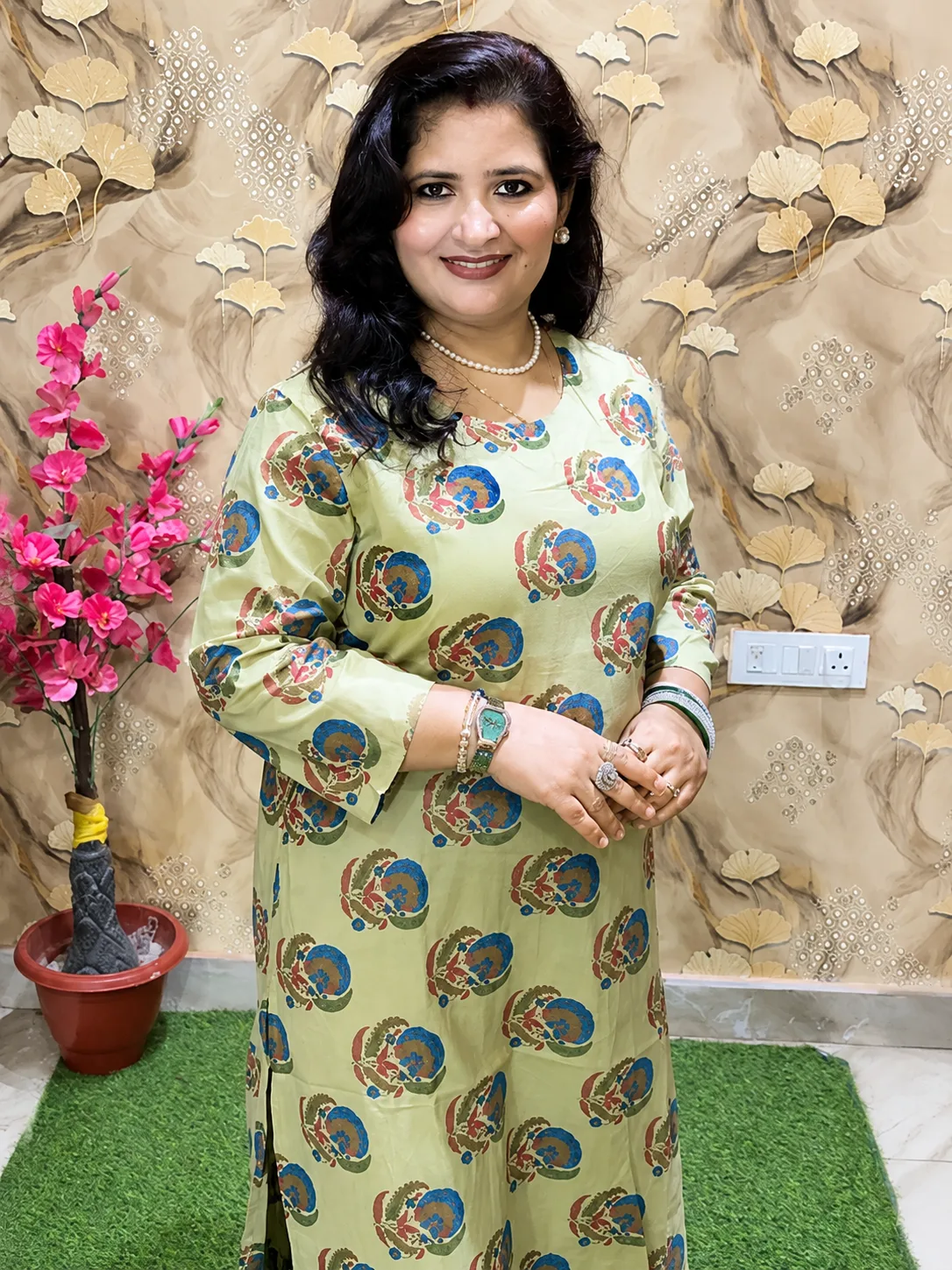 Women’s Pure Cotton Printed Kurti with Round Neck | Comfortable Daily Wear 
