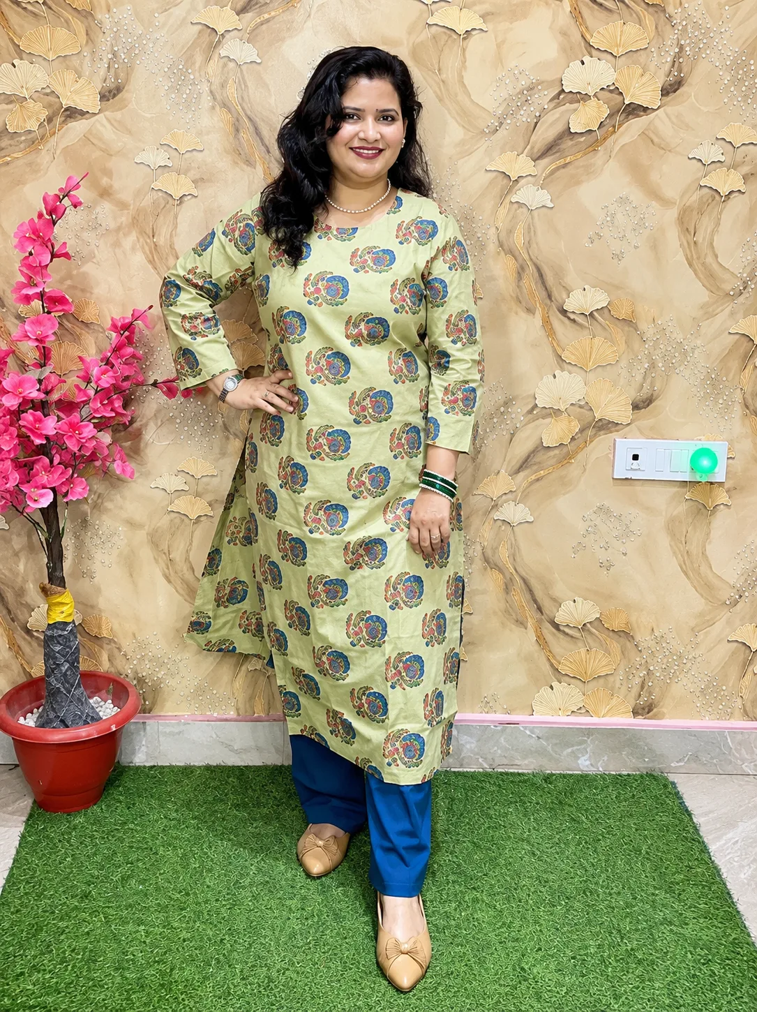 Women’s Pure Cotton Printed Kurti with Round Neck | Comfortable Daily Wear